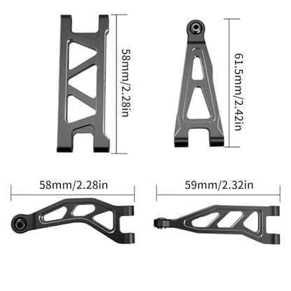 Aluminum Front & Rear Suspension with Steering Knuckles & Rear C-Hubs Upgrade Parts for ARRMA 1/14 Typhon Grom 1/18 Granite Grom (Black) - color: Black
