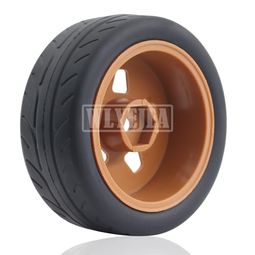 4PCS 12mm Hex RC Wheels and Tires 68mm Rubber Tyres Set and Hard Plastic Wheel Hub w/Foam Inserts Fit for 1/10 On-Road RC Drift Drifting Car Traxxas HSP Tamiya Kyosho HPI Redcat - color: Brown