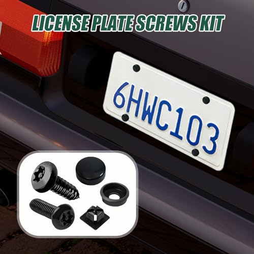 Anti Theft License Plate Screws Kits, Tamper Resistant Licence Plate Kit, 1/4"(M6) Security Screws, Rust Proof Stainless Steel Bolts Fasteners Kit for Front Rear Frame Holder Mounting - color: Black2