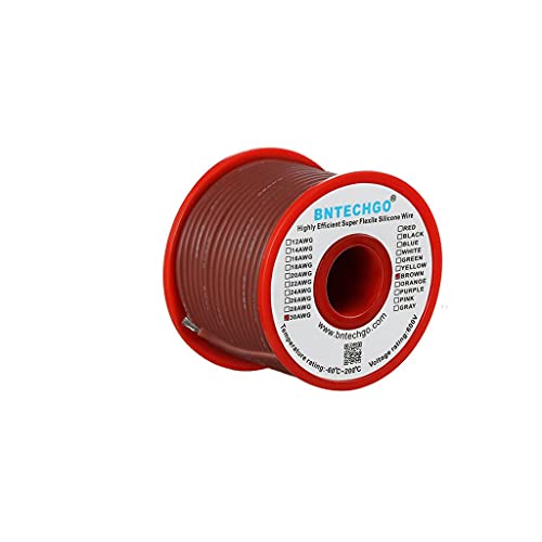 BNTECHGO 30 Gauge Silicone Wire Brown 100ft Stranded Tinned Copper Wire | Flexible 30 AWG Stranded Wire Silicone Rubber Insulation For RC Models, Drone, Robot, LED Lighting Systems, 3D Printer, DIY - size: 30 gauge silicone wire 100ft, style: Brown