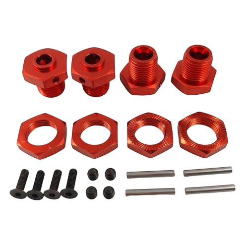 17mm Aluminum Wheel Hex Hub & Nut Set for ARRMA Typhon 4X4 3S BLX (Red) | 550 MEGA,1/8 Scale,Fits Hex Wheels,Upgrade Parts,AR310906 Compatible,ARA310906 ,AR310904 Compatible,ARA310904 Compatible - color: Red
