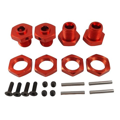 17mm Aluminum Wheel Hex Hub & Nut Set for ARRMA Typhon 4X4 3S BLX (Red) | 550 MEGA,1/8 Scale,Fits Hex Wheels,Upgrade Parts,AR310906 Compatible,ARA310906 ,AR310904 Compatible,ARA310904 Compatible - color: Red