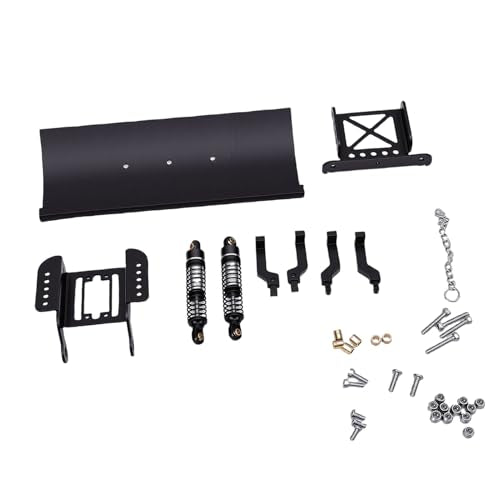 1/18 RC Metal Snow Plow, Alloy Replacement Snow Plow for RC Crawler Car, Shock Absorption for Winter Scenes & Obstacle Clearing (Black) - color: Black