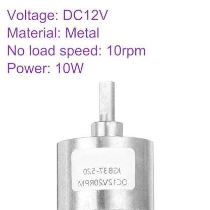 DMiotech Micro DC 12V 10RPM Geared Motor with Bracket Gear Reduction Motors 37mm Diameter Gearbox Micro Speed Reduction for RC Car, Robot Model, DIY Toys - style: 10RPM