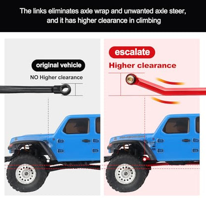 High Clearance Chassis Links Front 4 Links Set for SCX24 Gladiator AXI00005 Axial 1/24 RC Crawler Car Upgrades, 8pcs (Red) - color: Red