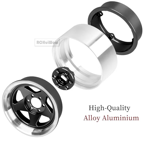 RC Alloy 1.9" Beadlock Wheels and Tires for 1/10 RC Crawler TRX4 SCX10 SCX10 III 90046 D90,1.9 RC Wheels and Tires 1.9 Beadlock Tires RC Rims,4 Packs,Black - color: Black(4pcs)