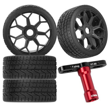RC Wheels Tires for 1/8 Typhon 6S BLX,1/7 Infraction 6S BLX,Limitless,RC Highway Tires Wheels Soft Tires Truck Tire Highway Tires,Black - color: Black - (Rc Wheels Tires)