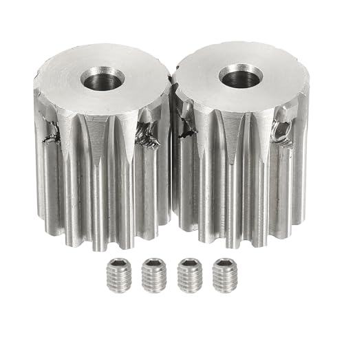 uxcell 2Pcs 1 Mod 13T Spur Gear 4mm Bore, 304 Stainless Steel Pinion Gear, 20°Pressure Angle, for Spur Rack and RC Model Car or Motor DIY - size: 1 Mod 13T, 4mm