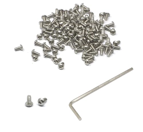 iexcell 100 Pcs M2.5 x 5mm Thread Pitch 0.45 mm Stainless Steel 304 Hex Socket Button Head Cap Screws Bolts Kit - size: M2.5 x 5mm