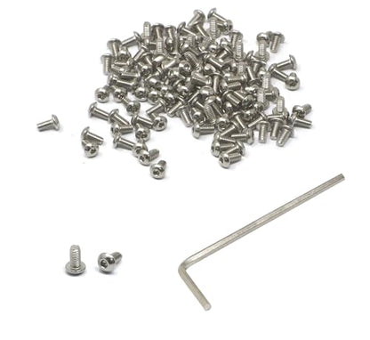 iexcell 100 Pcs M2.5 x 5mm Thread Pitch 0.45 mm Stainless Steel 304 Hex Socket Button Head Cap Screws Bolts Kit - size: M2.5 x 5mm