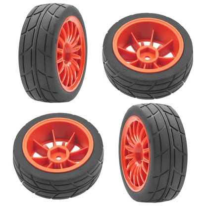 4Pack Vgoohobby OD70mm RC 1/10 On Road Rubber Tires w/Plastic Wheel Rims 12mm Hex Compatible with HSP HPI Redcat Tamiya Traxxas Kyosho 1/10 RC On Road Racing Touring Car (Red) - color: Red
