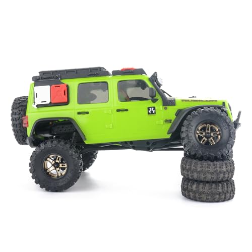 for Axial SCX30 Upgrade Wheels & Tires – 0.7" Brass Rim with Offset for Ford Bronco, Jeep Wrangler, Chevrolet K10 RC Rock Crawler Accessories 4pcs/Set