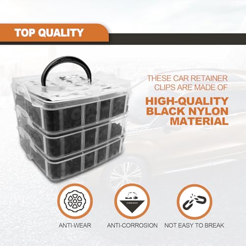 635PCS Auto Fasteners Car Push Retainer Clips Nylon Bumper Fender Rivets, 16 Most Popular Sizes with 10 Cable Ties Fasteners and Fasteners Remover Compatible with Toyota GM Ford Honda Acura Chrysler