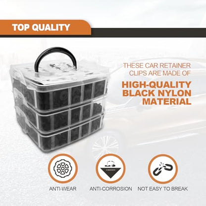 635PCS Auto Fasteners Car Push Retainer Clips Nylon Bumper Fender Rivets, 16 Most Popular Sizes with 10 Cable Ties Fasteners and Fasteners Remover Compatible with Toyota GM Ford Honda Acura Chrysler