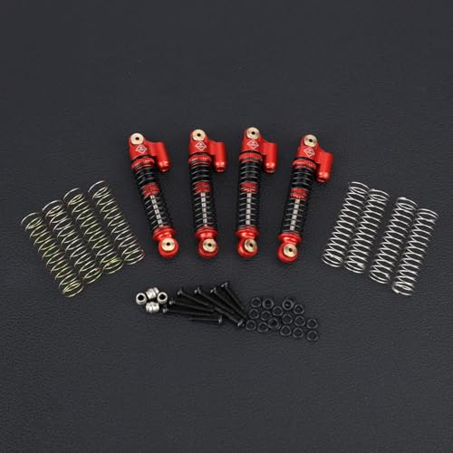 FCX24 Shocks 47MM Oil-Filled Shocks Absorber With Springs | Long Travel Shocks For FMS FCX24 FCX18 Upgrades 1/24 1/18 RC Crawler - color: Red