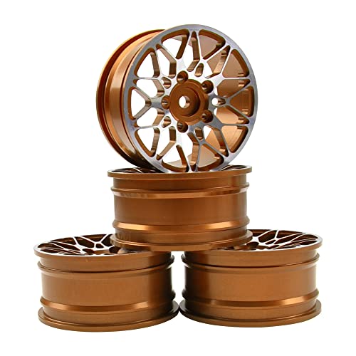ShareGoo Metal Wheel Rims RC 12mm Hex Hubs 1/10 RC Drift On-Road Racing Touring Wheel Rim Compatible with HSP Tamiya Kyosho RedCat Sakura WLtoys Universal 1/10 RC Scales (Golden) - color: Golden