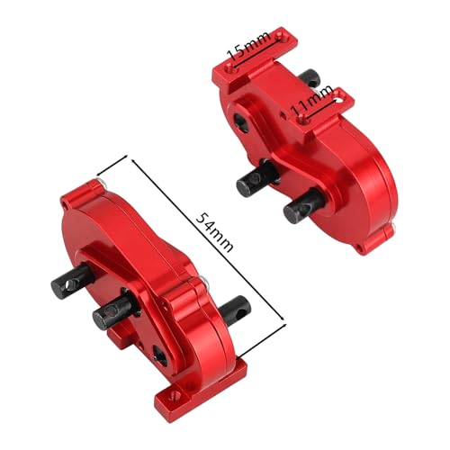 LCG Metal Prefixal Gearbox Set with 30% Overdrive Gear Front Motor Transmission Transfer Case for Axial 1/10 RC Crawler SCX10 I II 90046 Capra TRX4 Upgrades (red) - color: Red