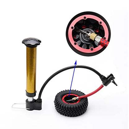 4-Pack 1.9 Inch Tires and Wheel Rims OD 100mm Off Road Rubber Tyre & Plastic 10-Holes Beadlock Rim 12mm Hex Hub for 1/10 RC Crawler Truck, Red