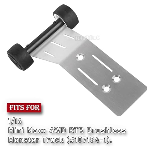 Wheelie Bar Set Upgrades Part for 1/16 Mini Maxx 4WD RTR Brushless Monster Truck (#107154-1),RC Aluminum Wheelie Bar Set Hop Up,Black - color: Black - (Wheelie Bar Set)
