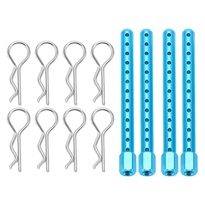 RC Body Post High Strength Aluminum Alloy RC Car Shell Column with Buckle for HSP 94102 94122 94103 94123 1/10 Scale RC Cars (Blue) - color: Blue