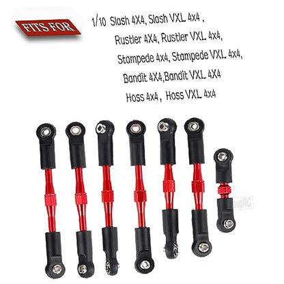 Adjustable Turnbuckles Upgrades Part for 1/10 Slash/Rustler/Stampede/Bandit VXL 4WD, Adjustable Turnbuckles Camber Links Toe Link,7PCS Red - color: Red/7pcs
