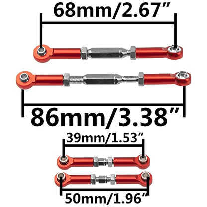 7PCS ShareGoo Adjustable Turnbuckles Camber Links Steering Linkage Rod Ends Sets Compatible with Traxxas Slash 4X4 / 2WD 1/10 RC Car Upgrade Parts (Red) - color: Red