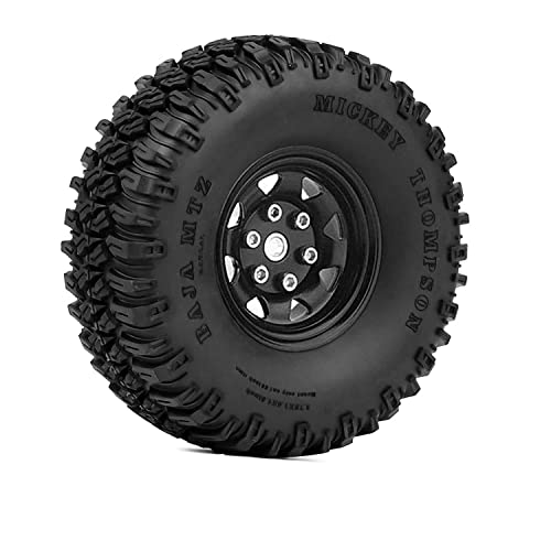 4PCS 1.55 inch Aluminum Metal Beadlock Wheels Rim Rubber Tires Set Replacement for 1/10 RC Crawler Car D90 TF2 Tamiya CC01 CC02 LC70 JIMNY Axial AX90069 Upgrade Parts (Black) - color: Black