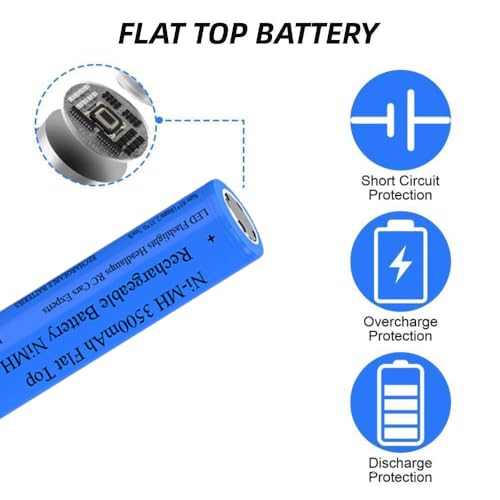 2 Pack 3500 mAh Battery Ni-MH, NiMH Flat Top Rechargeable Batteries, High Capacity Long Lasting Battery for LED Flashlight, Headlamp, Mini Fan, RC Car, Doorbelll, with Storage Box