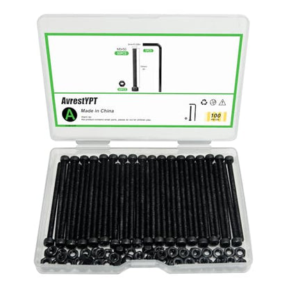 100Pcs M3 x 50mm Hex Socket Head Cap Screws Bolts, Carbon Steel, Black Oxide Finish, Allen Socket Drive, Full Threads,with Hex Spanner - size: M3 x 50-100Pcs-Black