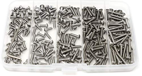 iexcell 250 Pcs M3 x 6/8/10/12/16 Stainless Steel 304 Hex Socket Button Head Cap Screws Bolts Assortment Kit - size: M3 x 6/8/10/12/16mm