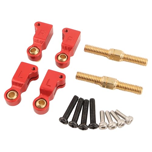 2 Pieces H14BM Upgrade Steering Linkage RC Car Accessories Adjustable Pull Rod Linkages Arm Tie Rod,Replacement Spare Parts for 1/14 Scale H14BM 14210 JC14EP HP474 HP141S Trucks (Red)