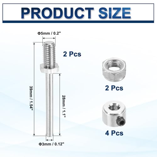 MECCANIXITY 3/16 Inch Diameter x 1.54 Inch Length 2 Set Landing Gear Axle Shaft Drive Axle with Nuts for RC Airplane - size: 3/16x1.54 Inch