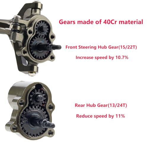DJX CNC Aluminum RC Front & Rear Portal Axles Set +4mm Extended Complete Axles for 1/18 RC Rock Crawler Redcat Ascent-18 Upgrades Parts(Gunmetal) - color: Gunmetal