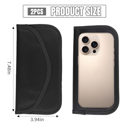 2PCS Faraday Bag for Phones and Car Keys, Keyless Entry RFID Signal Blocking Bag Key Fob Protector, Anti-Theft Faraday Pouch for Cell Phone Privacy Protection, Signal Shielding (Black) - color: Black
