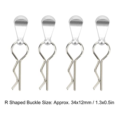 Stainless Steel Body Clips with Pull Tabs for 1/10 RC Car, Aluminum Alloy Upgrade Parts for 1/8 1/10 Remote Control Car Remote Control Car Body Clips Pull Tabs (Silver) - color: Silver