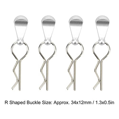 4Pcs RC Car Body Clips with Pull Tabs, Stainless Steel Universal Car Clips for 1 8 1 10 Remote Control Car Upgrade Parts (Silver) - color: Silver