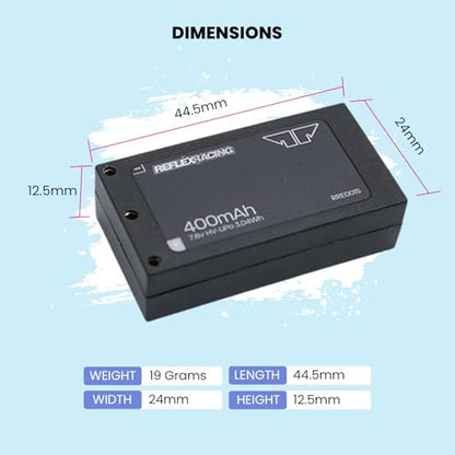 Helidirect Reflex Racing 400mah 7.6V LiHV Hardcase Battery Pack for MiniZ, Drift, 1/28, 1/24 - Remote Control Car, RC Car Upgrade Accessories (RRE015 400mah LiHv) - style: RRE015 400mah LiHv