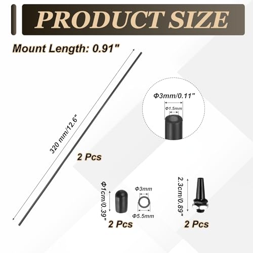 uxcell 320mm Plastic Protection Antenna Tube, RC Antenna Tube with Mount and Cap for RC Car Boat Drone Receiver(Black, 2 Pcs) - color: Black, size: 320mm