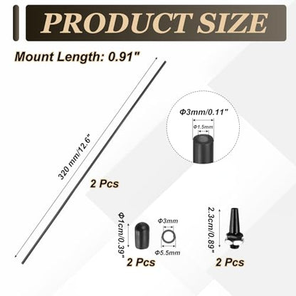 uxcell 320mm Plastic Protection Antenna Tube, RC Antenna Tube with Mount and Cap for RC Car Boat Drone Receiver(Black, 2 Pcs) - color: Black, size: 320mm