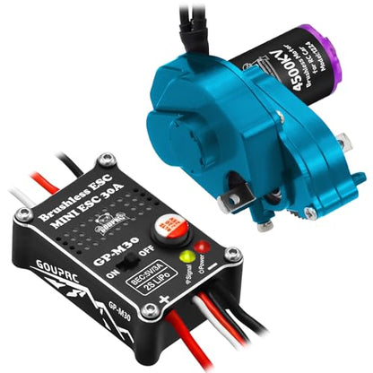 GOUPRC Upgrade 30A Brushless ESC & 1224 4500KV Brushless Outrunner Motor with Blue Transmission for SCX24 RC Crawler Axial 1/24 RC Crawler Buggy - style: Blue Transmission