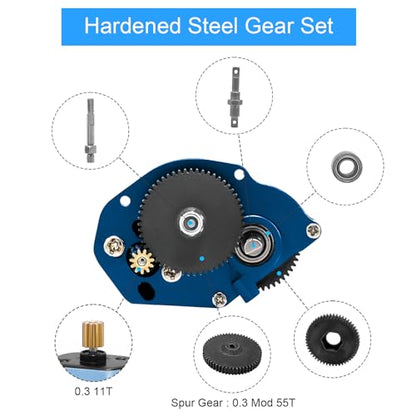 050 50T Brushed Motor with Transparent Acrylic Aluminum Alloy Transmission Gearbox for 1/24 RC Crawler SCX24 AX24 Upgrade (Blue) - color: Blue&Black