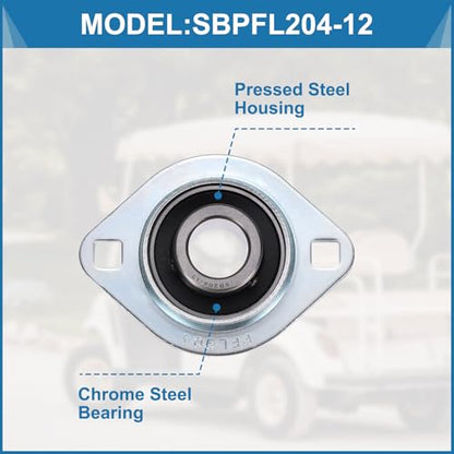 uxcell 2Pcs SBPFL204-12 Pillow Block Bearings 3/4" Bore Bearing Units Steel Flange Mounted Bearing Housing with Wrench - size: SBPFL204-12 (3/4" ID)