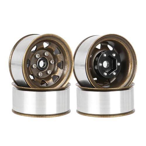 4PCS 1.55 inch Metal Beadlock Wheel Hub RC Car Aluminum Alloy Wheel Rim for 1/10 RC Crawler Car for Axial 90069 D90 TF2 Tamiya CC01 CC02 LC70 LC80 MST(Bronze) - color: Bronze