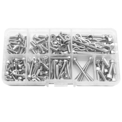 205PCS ShareGoo Stainless Steel M3 M4 Screws,Wheel Hexagon Nut, R Pin RC Screw Kit Compatible with Axial RC4WD Traxxas Slash 4x4 Short Truck Off-Road RC Car Truck