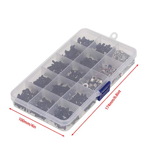500PCS Universal RC Car Screws Box Kit Screws Hardware Fasteners Assortment Set Compatible with Axial traxxas HSP SCX10 TRX4 Redcat HPI Arrma Losi 1/8 1/10 1/12 1/16 Scale RC Cars