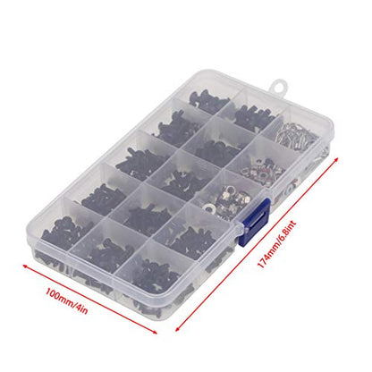 500PCS Universal RC Car Screws Box Kit Screws Hardware Fasteners Assortment Set Compatible with Axial traxxas HSP SCX10 TRX4 Redcat HPI Arrma Losi 1/8 1/10 1/12 1/16 Scale RC Cars