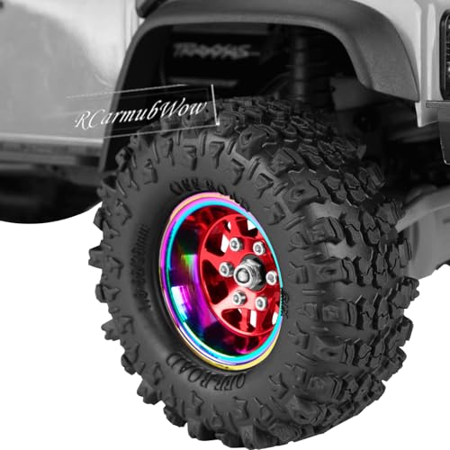 RC 1.3" Beadlock Wheels 1.3 rc Wheels for RC Crawler 1/18 TRX4M,1/24 SCX24,Alloy Aluminium 1.3 Beadlock Wheels 1.3 rc Rims,4pcs,Red - color: Red(4pcs)