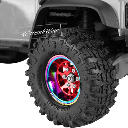 RC 1.3" Beadlock Wheels 1.3 rc Wheels for RC Crawler 1/18 TRX4M,1/24 SCX24,Alloy Aluminium 1.3 Beadlock Wheels 1.3 rc Rims,4pcs,Red - color: Red(4pcs)