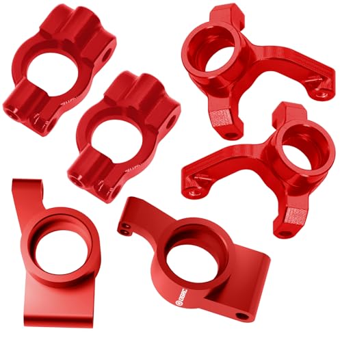 OGRC Aluminum Alloy Steering Knuckles, Caster Blocks C Hubs and Rear Hubs for 1/24 Losi Micro-B Buggy Upgrade Parts (Red) - color: Red