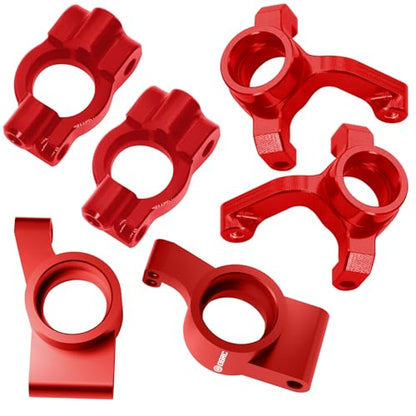 OGRC Aluminum Alloy Steering Knuckles, Caster Blocks C Hubs and Rear Hubs for 1/24 Losi Micro-B Buggy Upgrade Parts (Red) - color: Red
